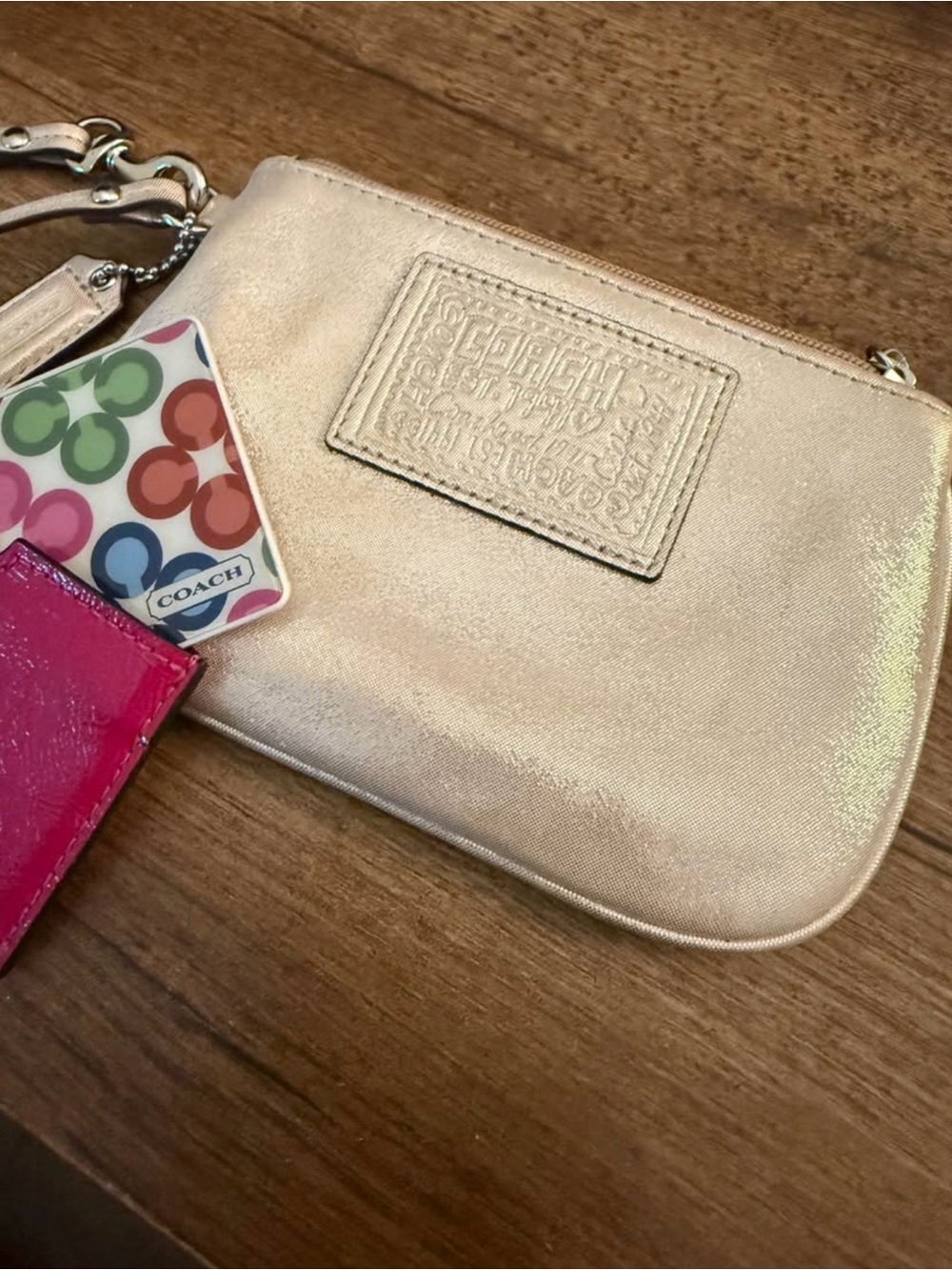 Y2K Metallic Coach Bag with mirror and dust cover